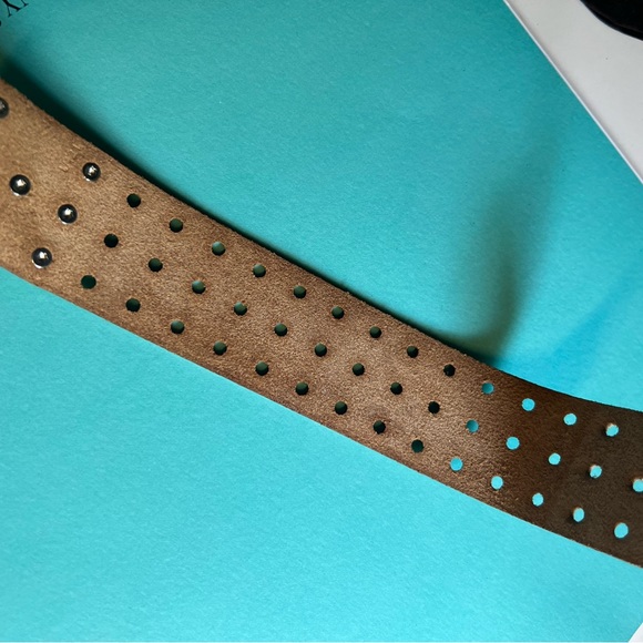 Hermes Perforated Brown Cowhide Leather Silver Tone Bracelet RARE!!! - Picture 13 of 16